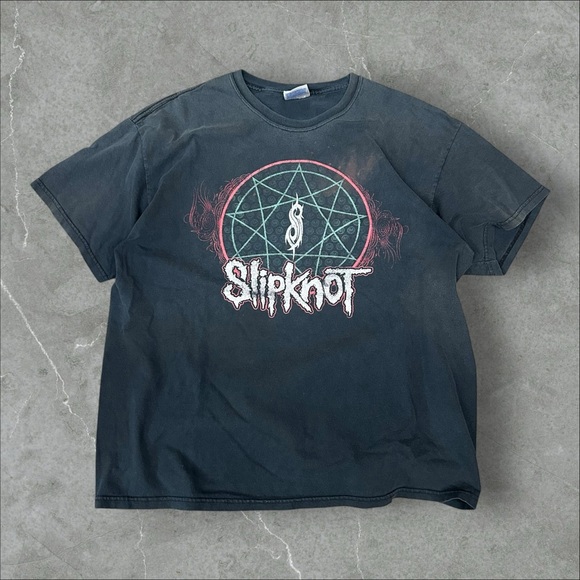 Vintage Slipknot Shirt Mens XL Black Y2K Metal Band Tee Scribble Star 2000s Rare